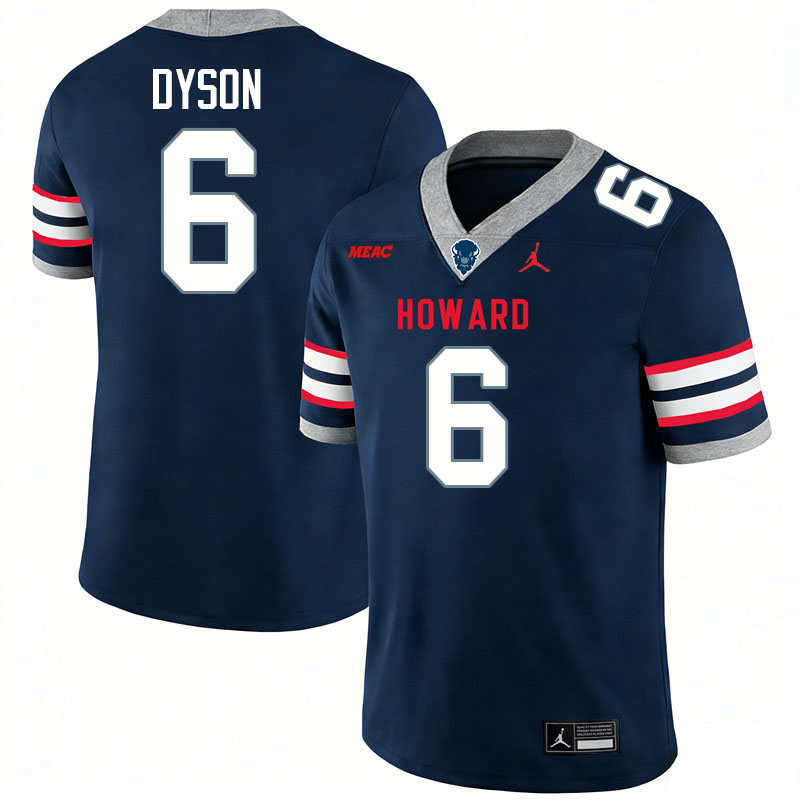 Howard Bison #6 Cam Dyson College Football Jerseys,Uniforms Stitched-Navy